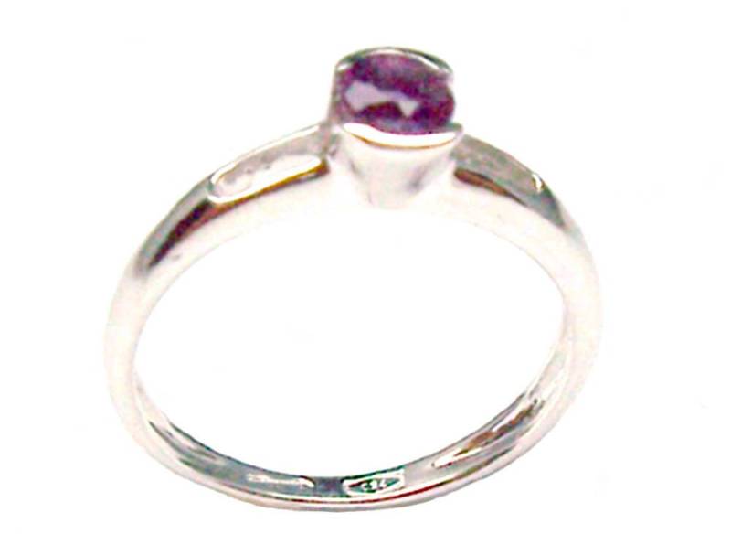 Einsamer Ring in Weißgold 18 Kt. Frauen Mit Natürlichem Amethyst von GioielliAurum