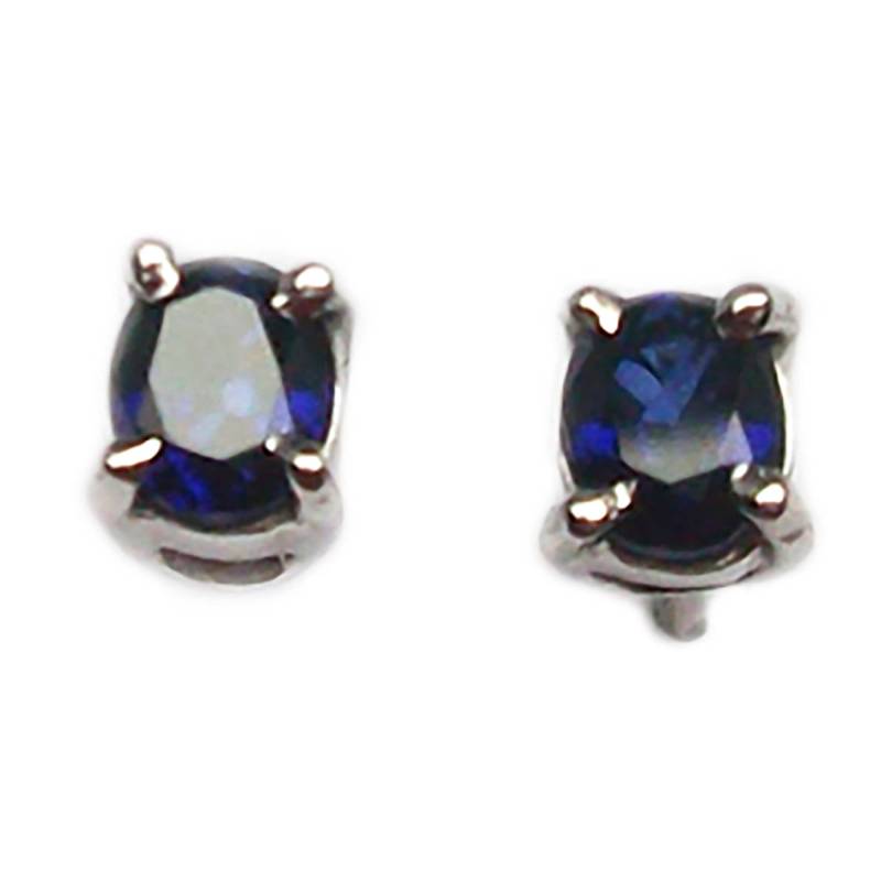 Natürliche Saphir-Ohrstecker, 18 Karat Weißgold Damenohrringe, 5 X 4 Mm Ovale Saphirohrringe, 0, 98 Ct., Geschenkidee Für Frauen Und Mädchen von GioielliAurum