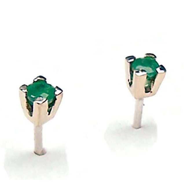 18 Karat Weißgold-Ohrringe Punto Luce Mit Natürlichem Smaragd Für Damen Oder Herren von GioielliAurum