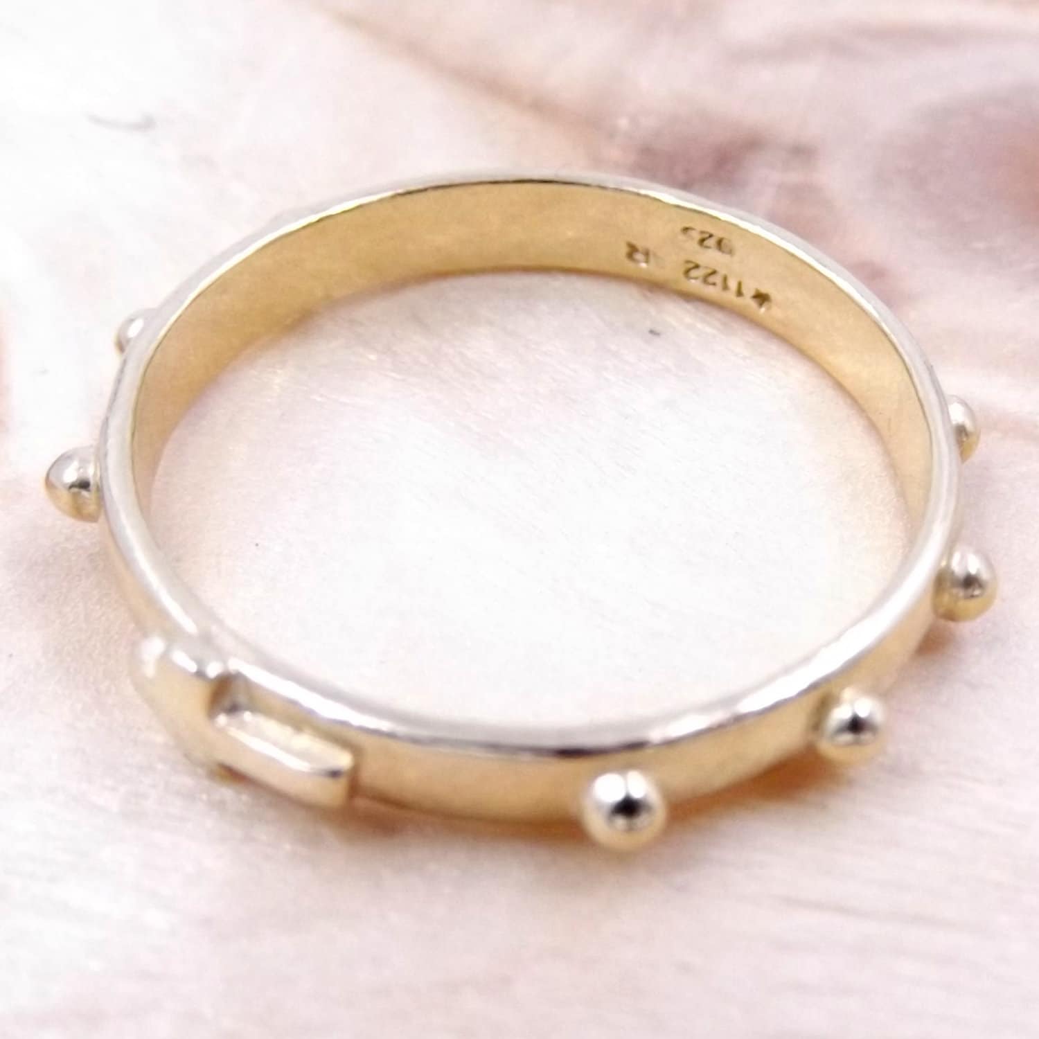 Rosenkranzring, Ring, 925 Silber Vergoldeter Silberring, Religiöser Ring von GioielliAurum