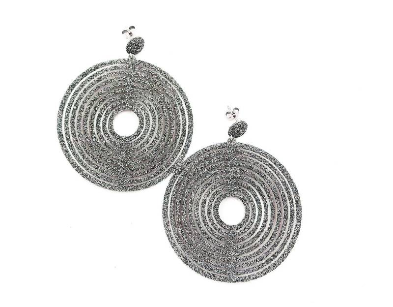 Runde Damen-Ohrhänger Aus 925Er Silber Mit Glitzer, Geschenkidee Für Mädchen von GioielliAurum