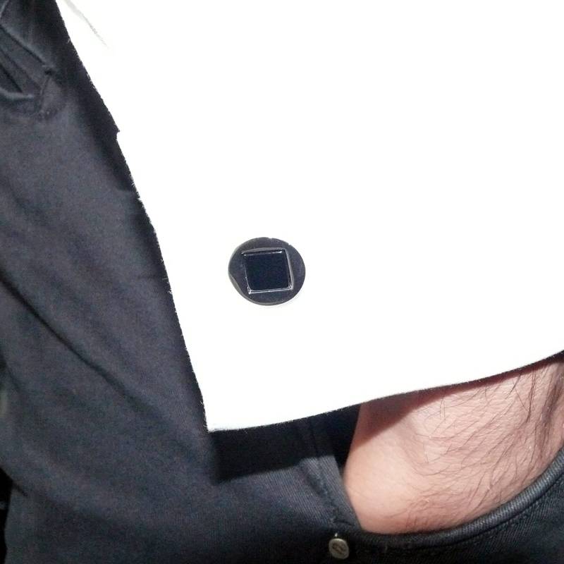 Runde Silber Manschettenknöpfe 925 Mit Onyx Manschetten Bündchen Für Herren Shirt Zeremonie Oder Hochzeit von GioielliAurum