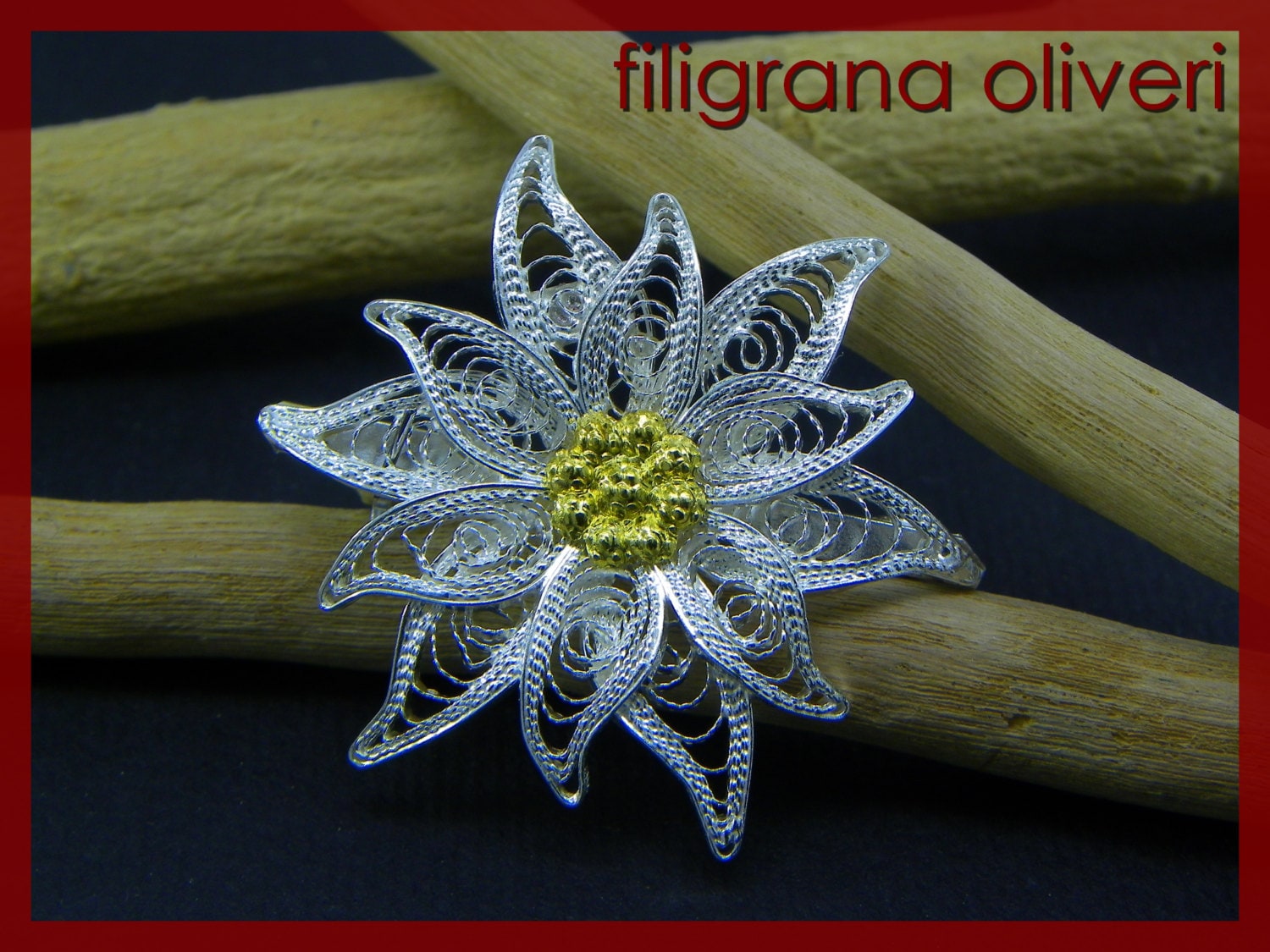 Edelweiss Brosche, Silber Filigran - Made in Italy von GioielliOliveri
