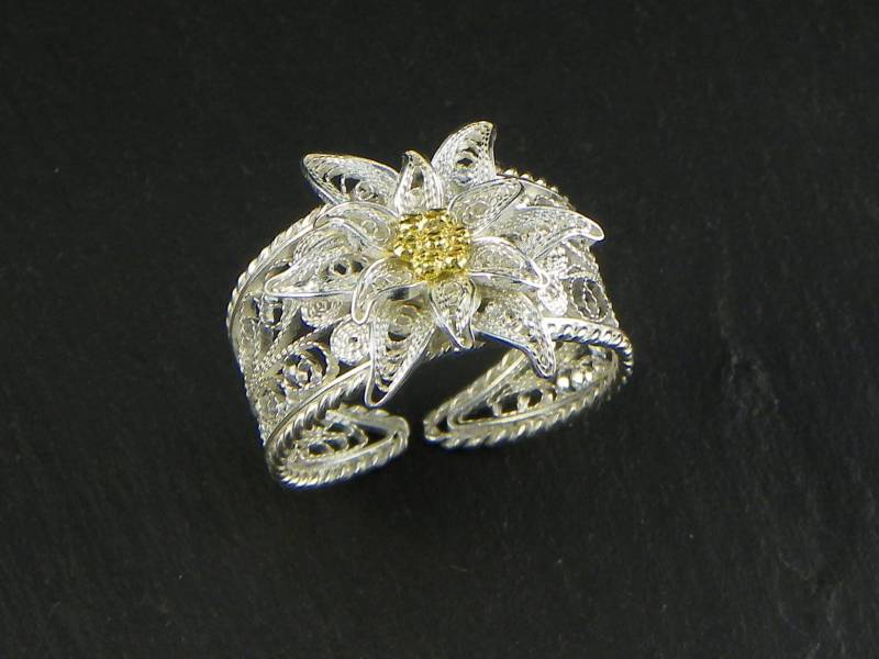 Edelweiss Ring, Silber Filligran - Made in Italy von GioielliOliveri