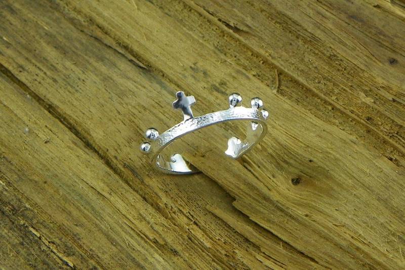 Kronen Rosenkranz Ring Silber 800/1000 - Made in Italy von GioielliOliveri