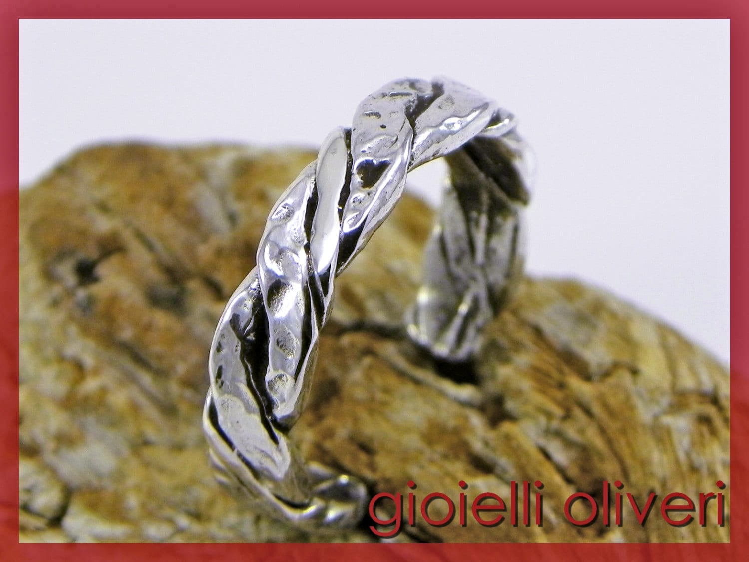 Ringschiene Aus Sterlingsilber 925/1000, Gehämmert Und Brüniert Ringschiene Aus Sterlingsilber 925/1000, Gehämmert Und Brüniert von GioielliOliveri