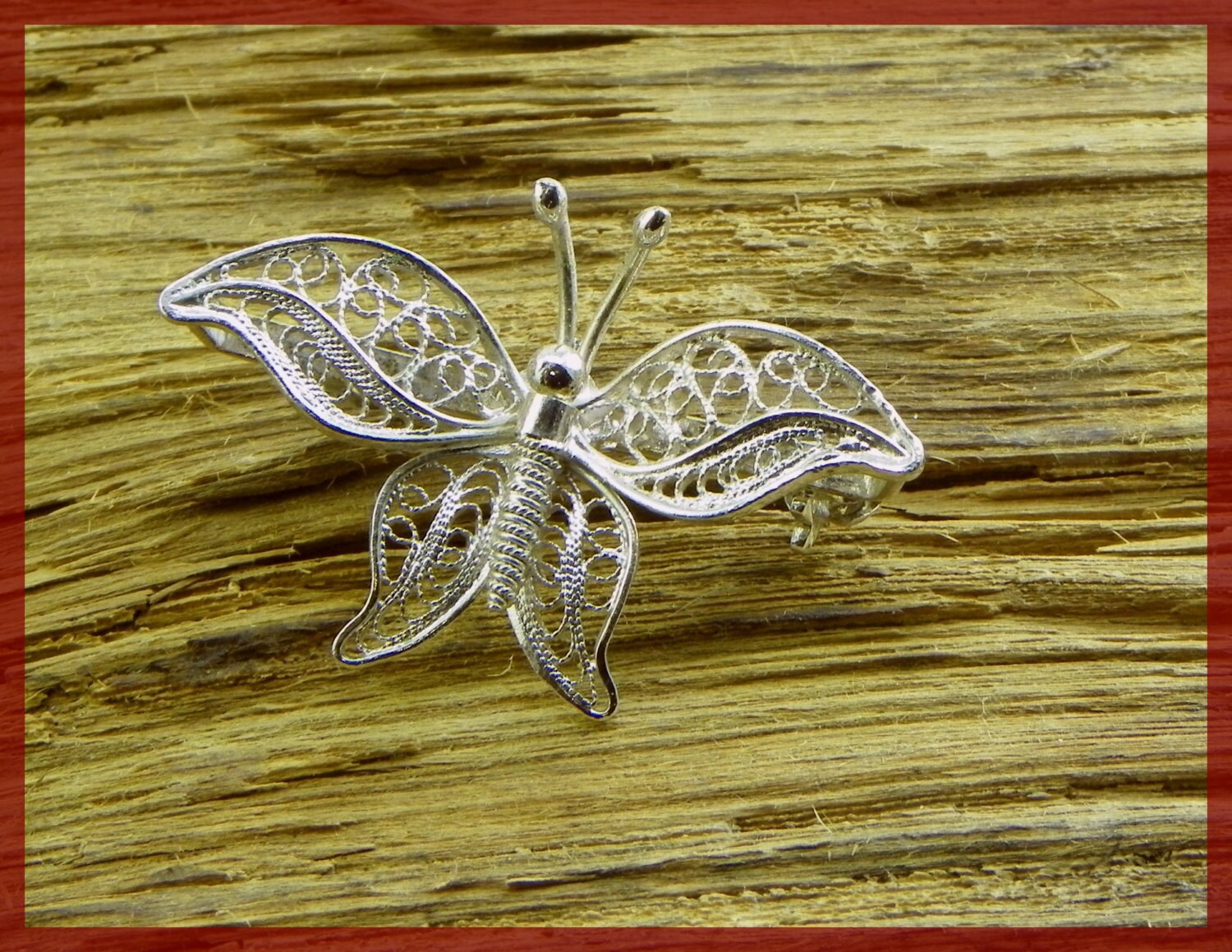 Schmetterling Brosche in Silber Filigran, Vintage Stil Schmetterling Brosche in Silber Filigran, Vintage Stil von GioielliOliveri