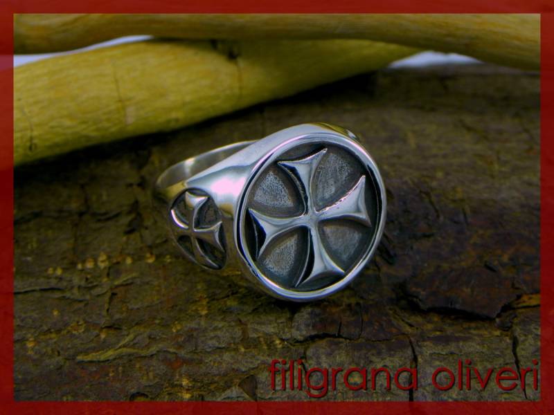 Ring Templar in Sterling Silber 925/1000, Brüniert/Emailliert - Made Italy Ring Templar in Sterling Silber 925/1000, Brüniert/Emailliert - Made Italy von GioielliOliveri