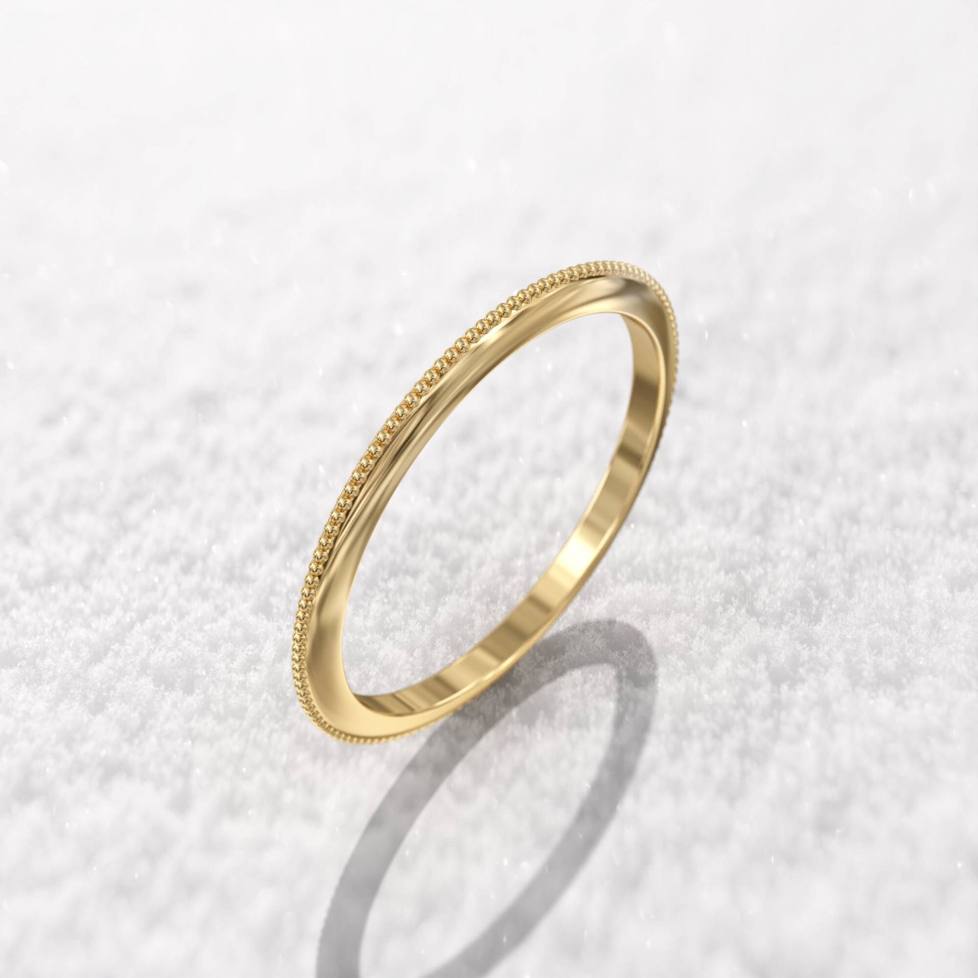 14K Gold Milgrain Ehering Ring Stapelring Passender Stapelbar Set 1, 4 Mm Dünnes Band Einfacher von GioielliRings