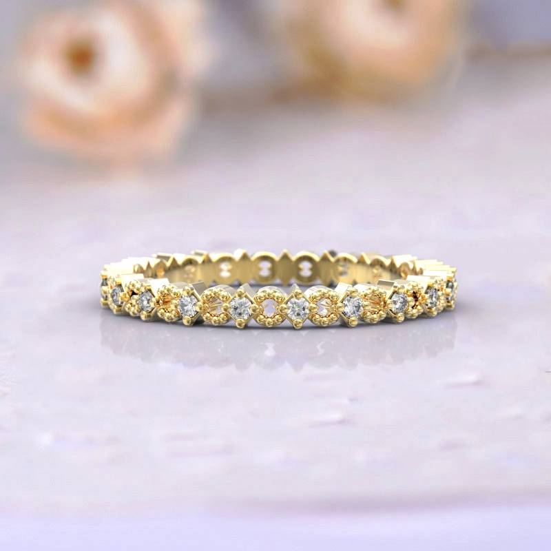 2, 5 Mm Breit Eternity Band Dünnes Diamant 585Er Gelbgold von GioielliRings