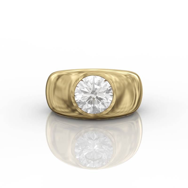 2 Karat Runder Moissanit Goldzigarre Bandring, Modernes Design von GioielliRings