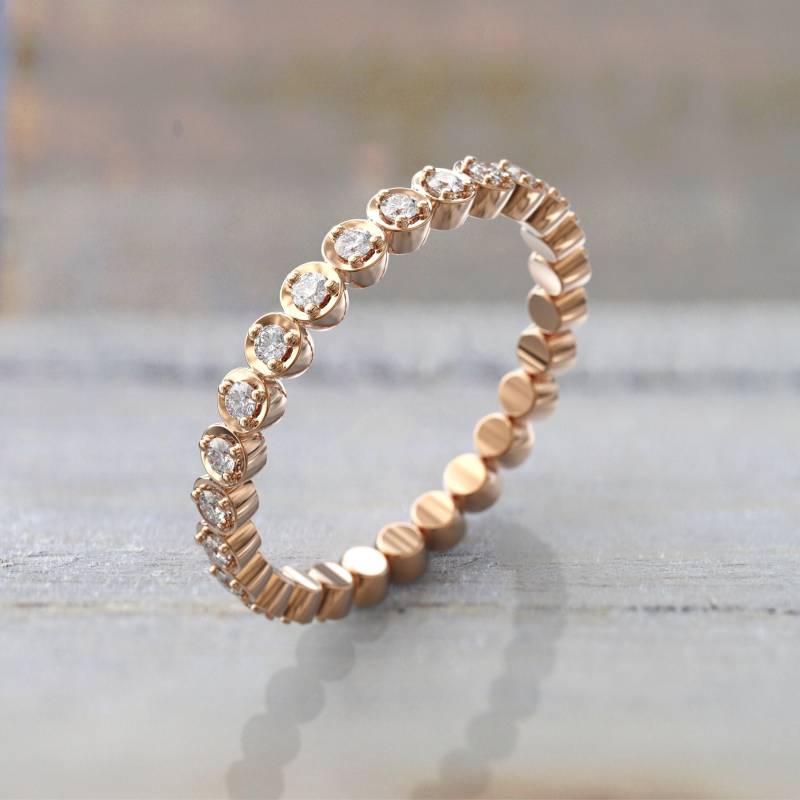 Art Deco Diamant Ehering Voller Eternity Ring in 14K Rosegold | Stapelbarer Dünner Einzigartiger Brautschmuck Jubiläumsgeschenk Erbstückqualität von GioielliRings