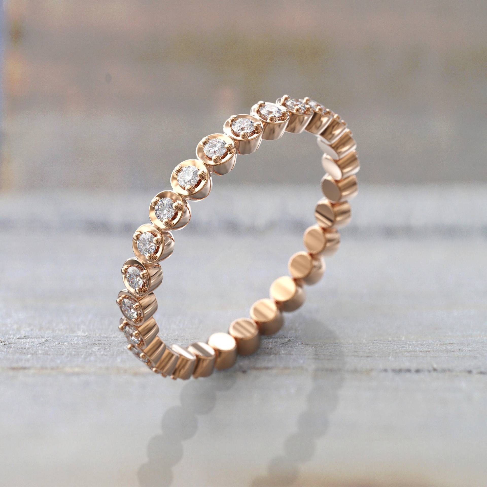 Art Deco Diamant Ehering Voller Eternity Ring in 14K Rosegold | Stapelbarer Dünner Einzigartiger Brautschmuck Jubiläumsgeschenk Erbstückqualität von GioielliRings