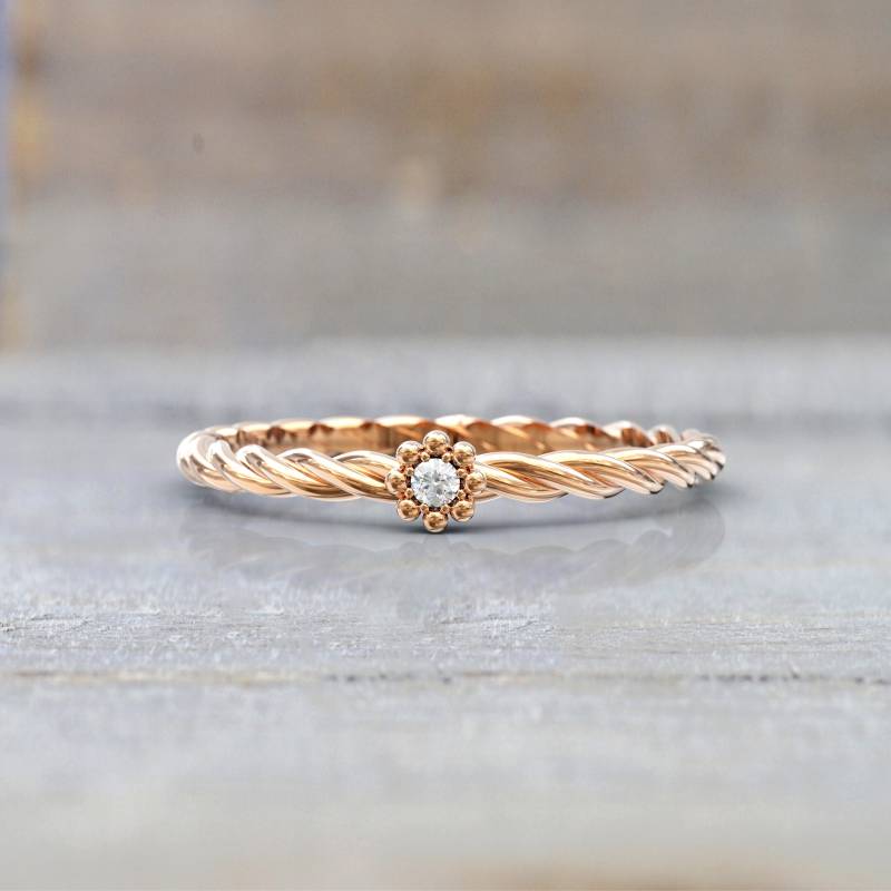 Art Deco Diamant Ring Frauen Stapelbar Rose Gold Einzigartige Versprechen Blumen Braut Geschenk von GioielliRings