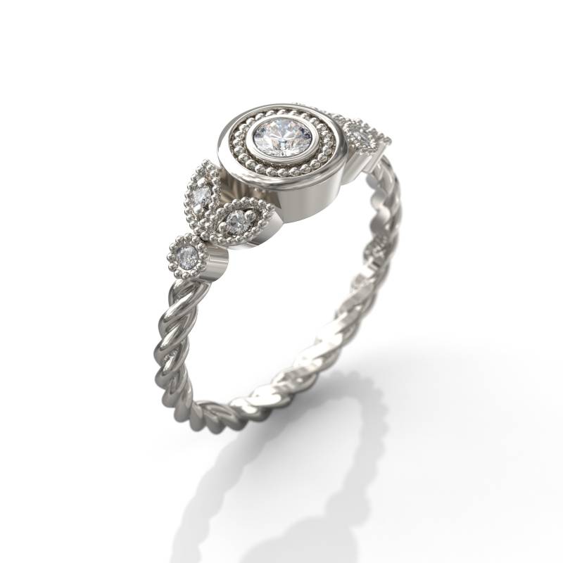 Art Deco Verlobungsring Alternative 585Er Weißgold Diamant Ring Jahrestag Geschenk von GioielliRings