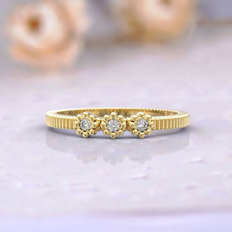 Art-Deco-Verlobungsring Alternative Diamant Ring Frauen Blumen Floral Stapelbar Jubiläum Gelbgold Art-Deco Einzigartig Versprechensring Brautgeschenk von GioielliRings