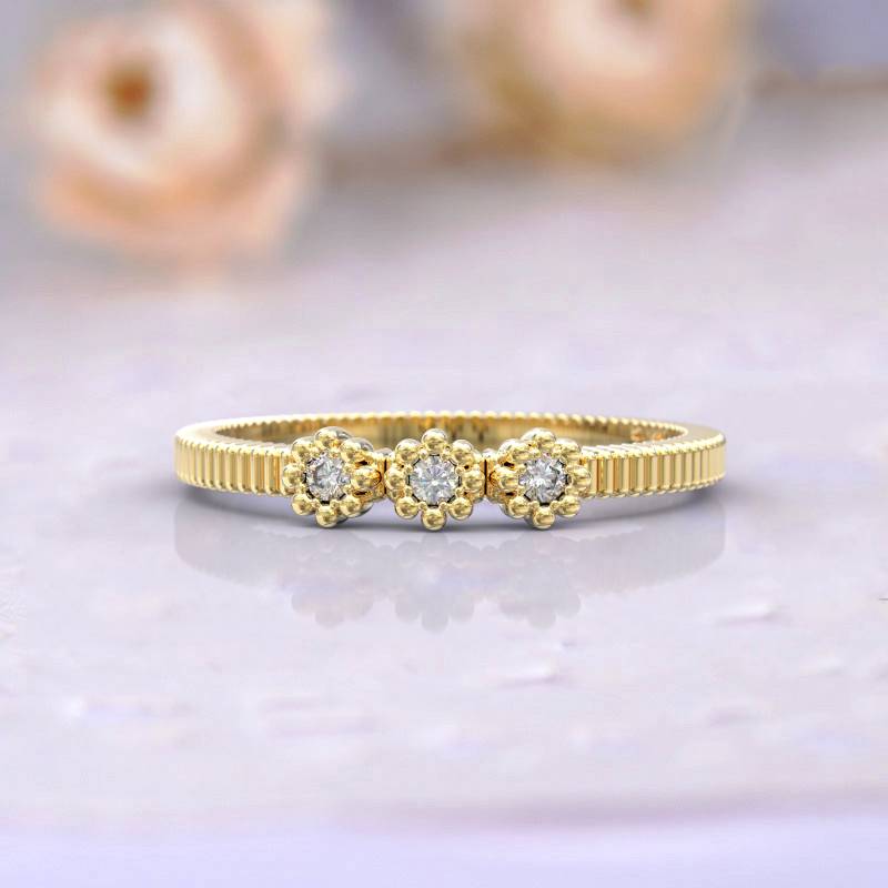 Art-Deco-Verlobungsring Alternative Diamant Ring Frauen Blumen Floral Stapelbar Jubiläum Gelbgold Art-Deco Einzigartig Versprechensring Brautgeschenk von GioielliRings