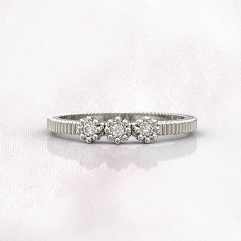 Art-Deco-Verlobungsring Alternative Diamantring Frauen Blumen Weißgold Stapelbar Jahrestag Einzigartiges Versprechensring Brautgeschenk von GioielliRings