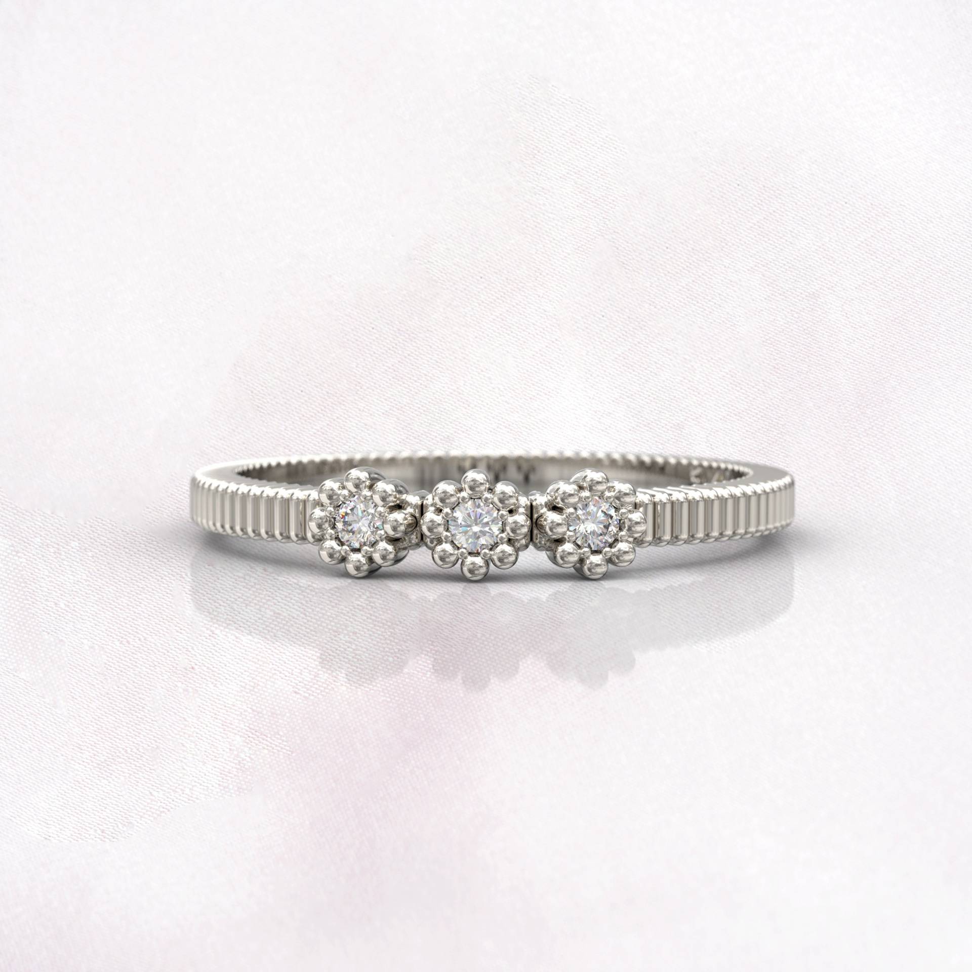 Art-Deco-Verlobungsring Alternative Diamantring Frauen Blumen Weißgold Stapelbar Jahrestag Einzigartiges Versprechensring Brautgeschenk von GioielliRings