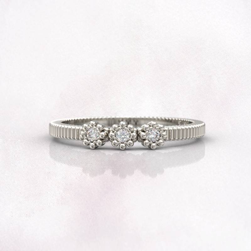 Art-Deco-Verlobungsring Alternative Diamantring Frauen Blumen Weißgold Stapelbar Jahrestag Einzigartiges Versprechensring Brautgeschenk von GioielliRings