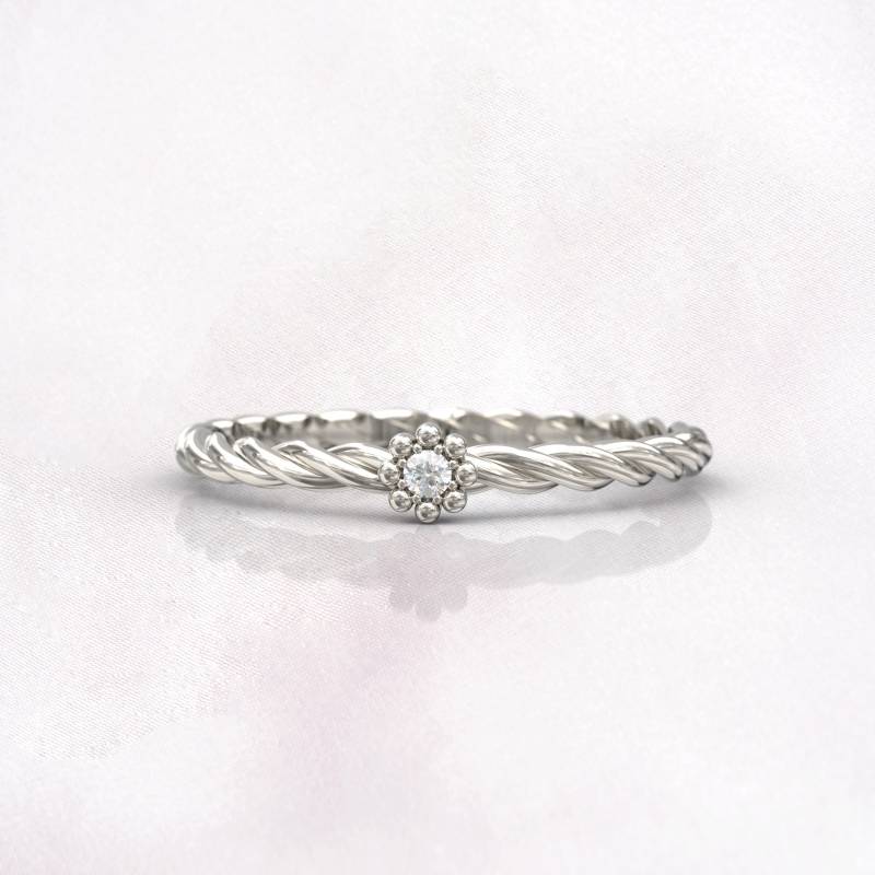 Art-Deco-Verlobungsring Alternative Diamantring Frauen Stapelbarer Jahrestag Weißgold Art-Deco-Unikatversprechen Blumenring Brautgeschenk von GioielliRings