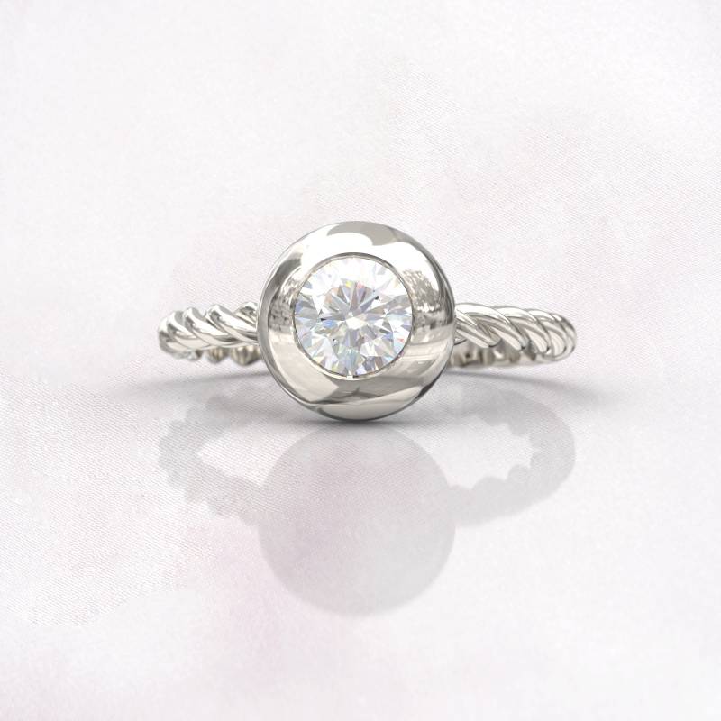 Art Deco Verlobungsring Alternative Weißgold Moissanite Ring Frauen Stapelbar Jahrestag Einzigartig Versprechen Brautgeschenk von GioielliRings