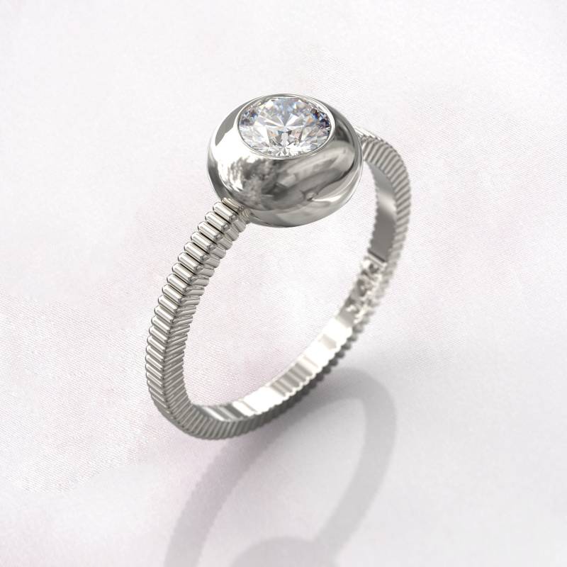 Art Deco Verlobungsring Alternative Weißgold Moissanite Ring Frauen Stapelbar Jahrestag Einzigartig Versprechen Brautgeschenk von GioielliRings