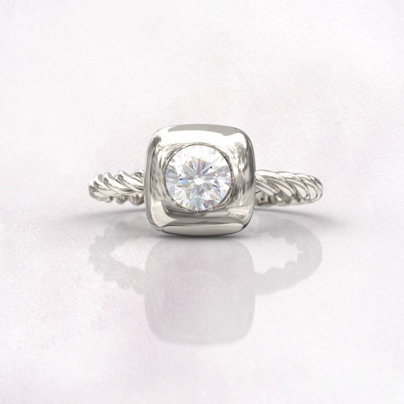 Art Deco Verlobungsring Alternative Weißgold Moissanite Ring Frauen Stapelbar Jahrestag Einzigartig Versprechen Brautgeschenk von GioielliRings