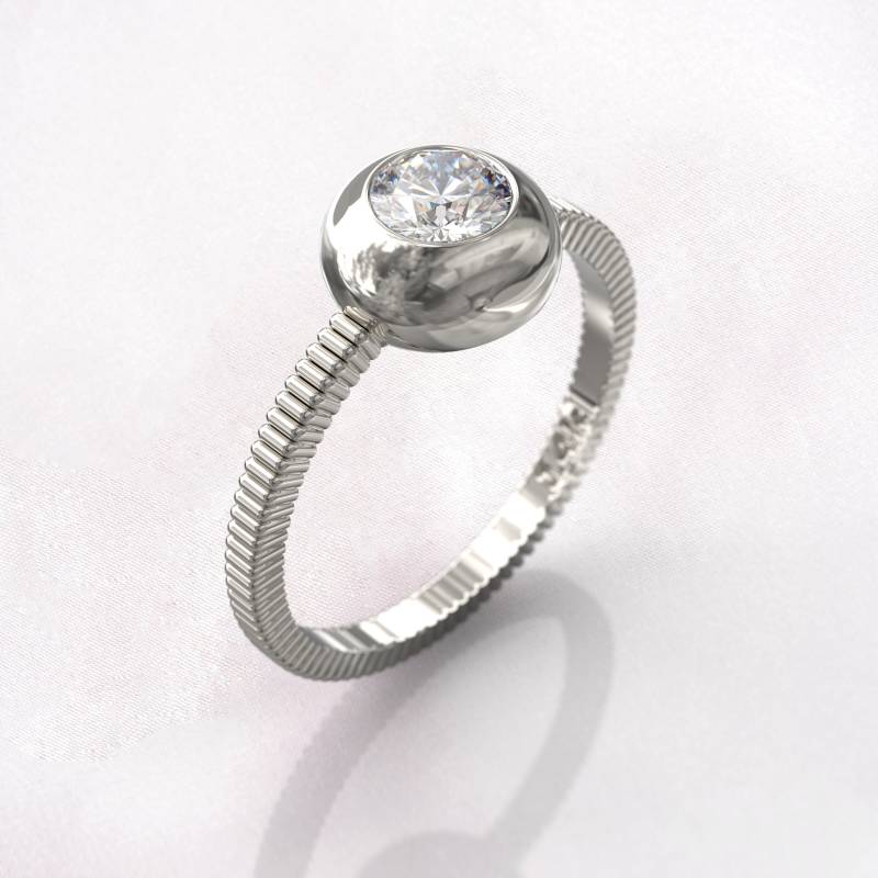 Art Deco Verlobungsring Alternative Weißgold Moissanite Ring Frauen Stapelbar Jahrestag Einzigartig Versprechen Brautgeschenk von GioielliRings