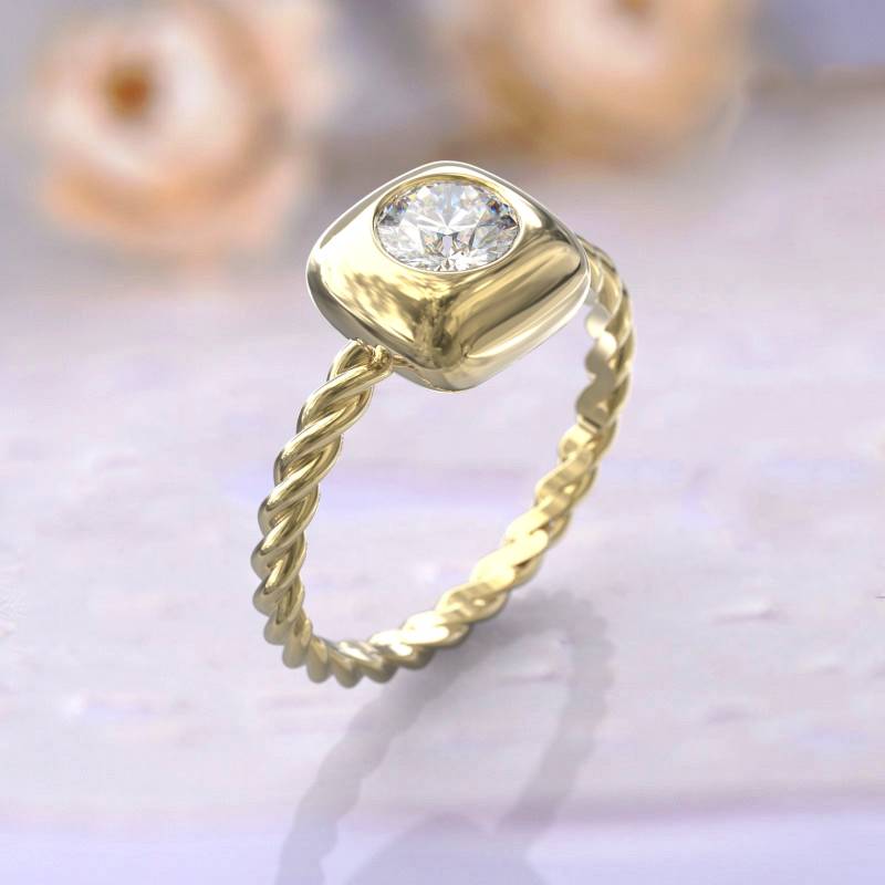 Art Deco Verlobungsring Gelbgold Frauen Ring Stapelbar Vintage Einzigartig Versprechen Brautgeschenk von GioielliRings