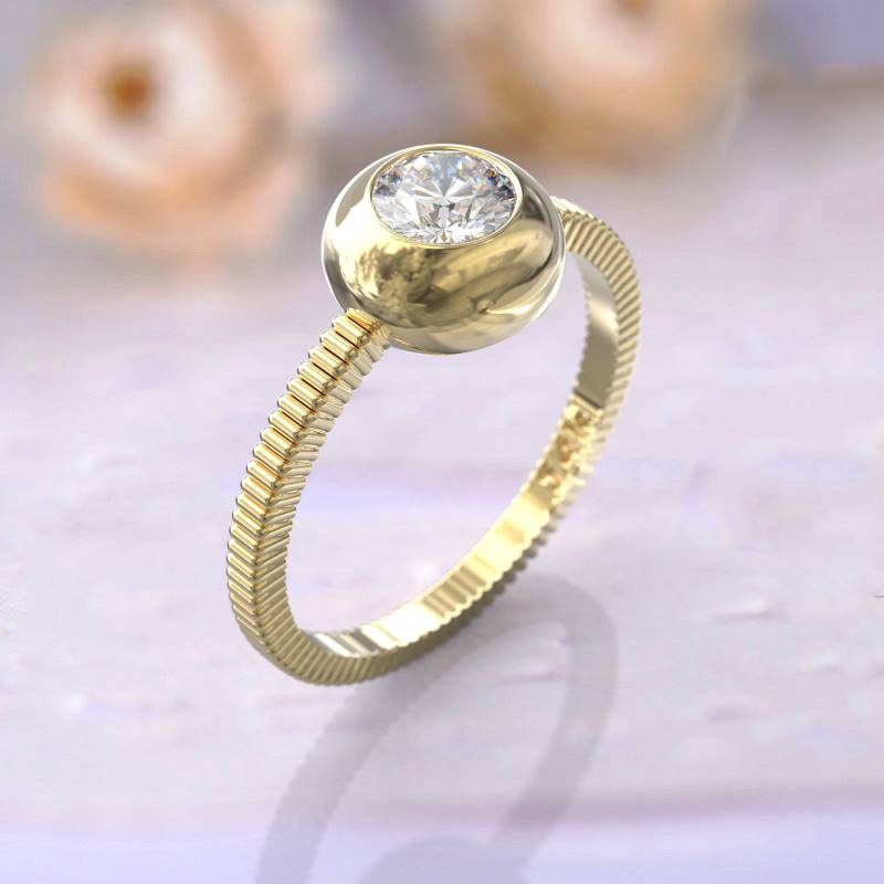 Art Deco Verlobungsring Gelbgold Frauen Ring Stapelbar Vintage Einzigartig Versprechen Brautgeschenk von GioielliRings