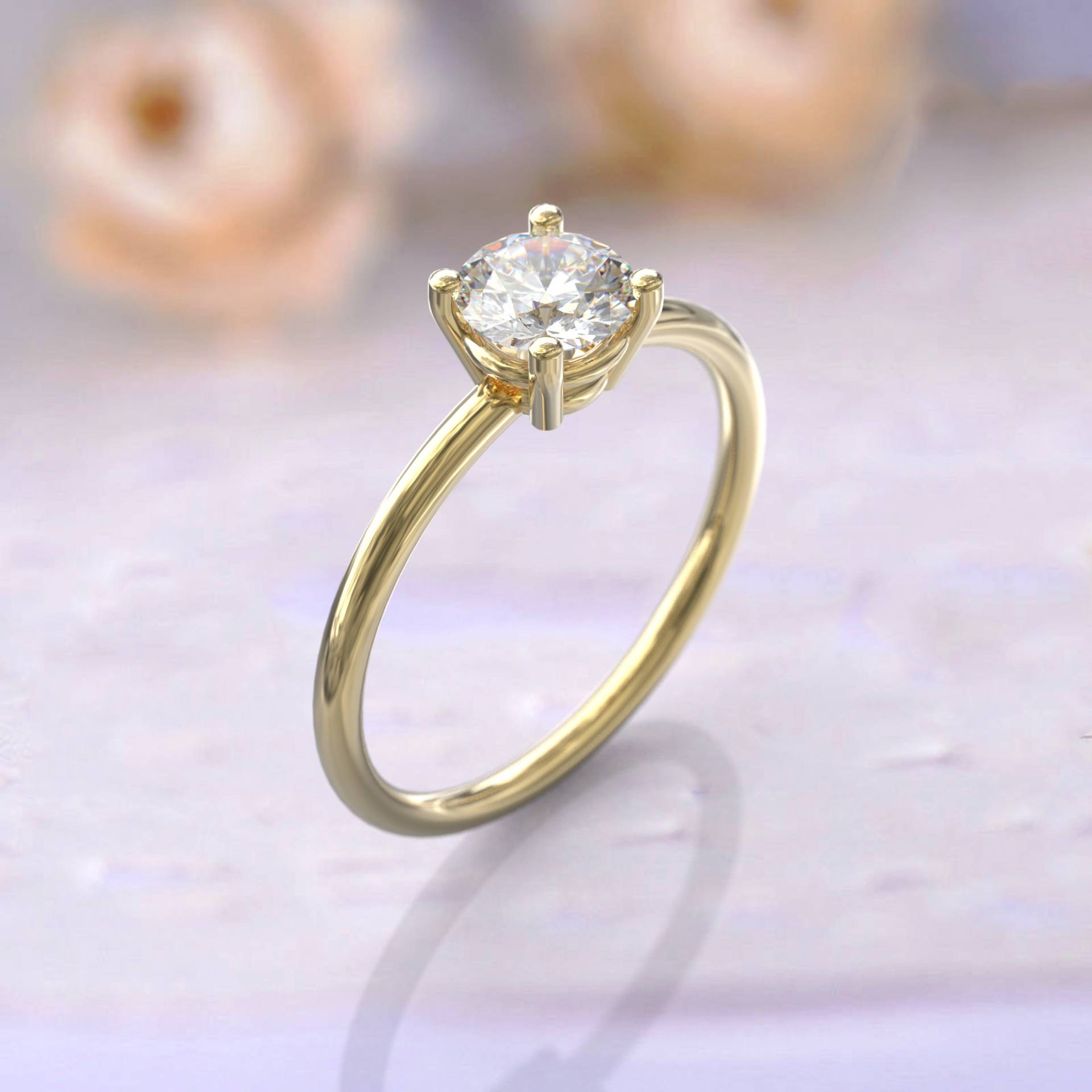 Art Deco Verlobungsring Gelbgold Frauen Ring Stapelbar Vintage Einzigartig Versprechen Brautgeschenk von GioielliRings