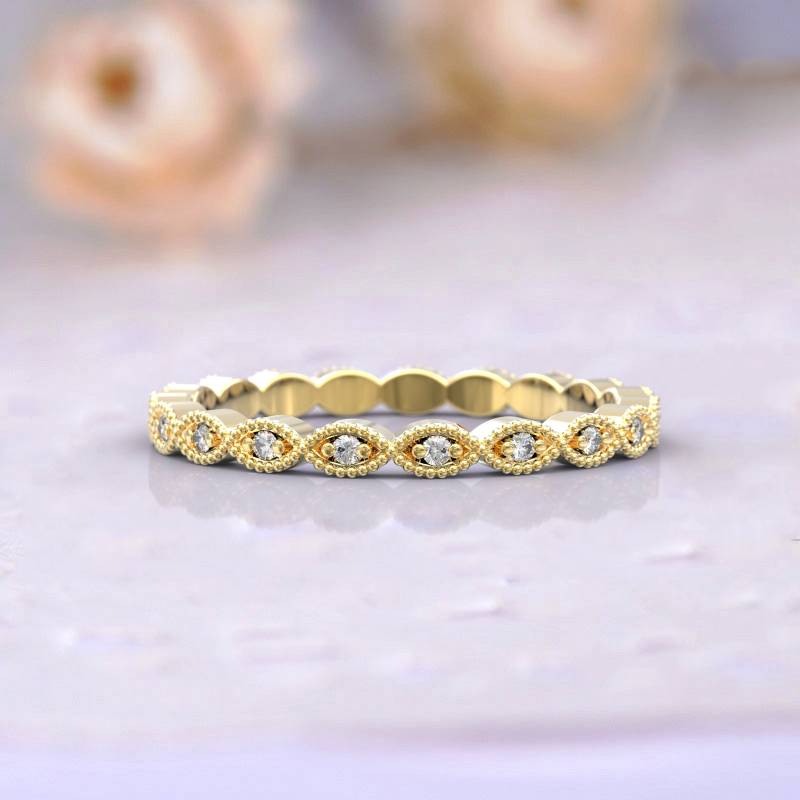 Diamant Eternity Ring Eheringe Frauen 14K Gelbgold Dünner von GioielliRings