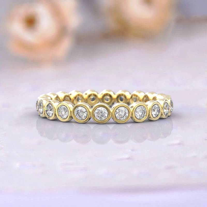 Eheringe Frauen Voll Eternity Ring Jubiläum Geschenk Art Deco Brautschmuck 14K Gelbgold Diamant Stapelbar Einzigartige Dünne von GioielliRings