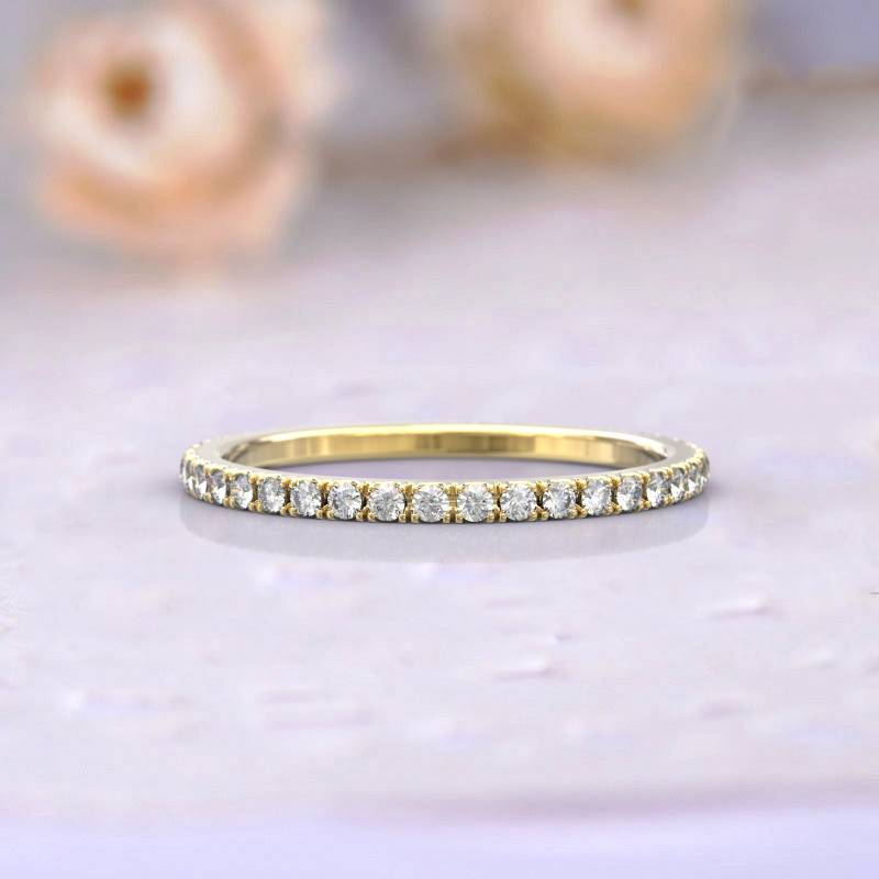 Eheringe Frauen Voll Eternity Ring Jubiläum Geschenk Art Deco Brautschmuck 14K Gelbgold Diamant Stapelbar Einzigartige Dünne von GioielliRings