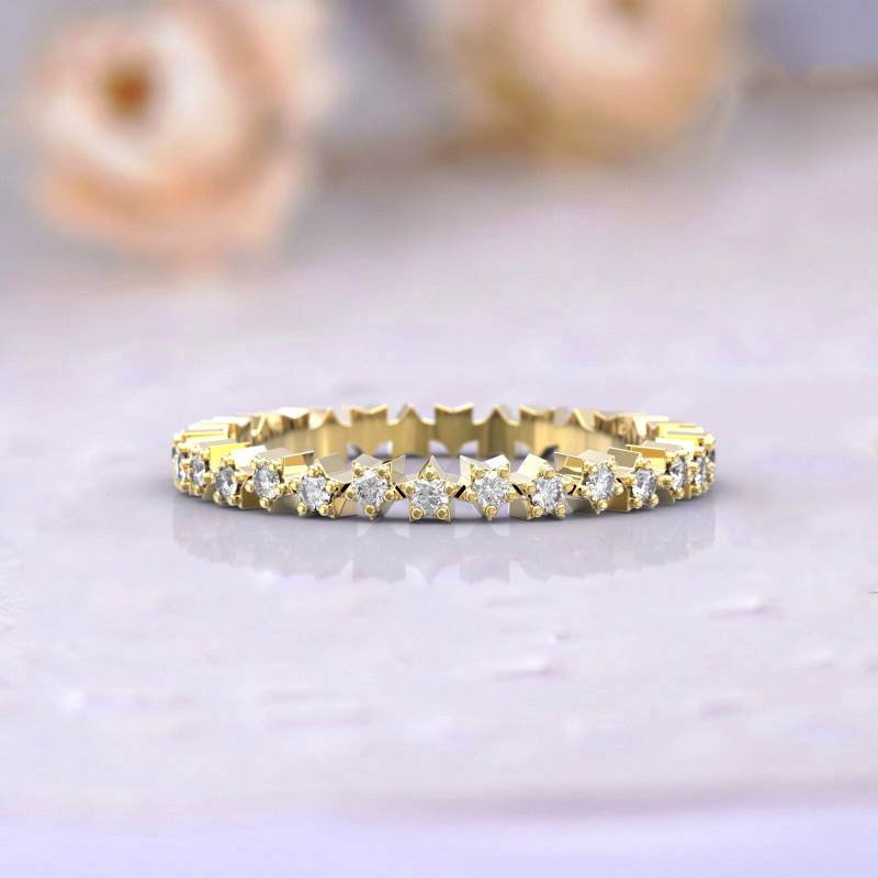 Eheringe Frauen Voll Eternity Ring Jubiläum Geschenk Art Deco Brautschmuck 14K Gelbgold Diamant Stapelbar Einzigartige Dünne von GioielliRings