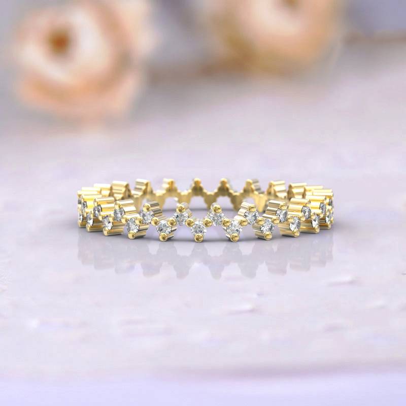 Eheringe Frauen Voll Eternity Ring Jubiläum Geschenk Art Deco Brautschmuck 14K Gelbgold Diamant Stapelbar Einzigartige Dünne von GioielliRings
