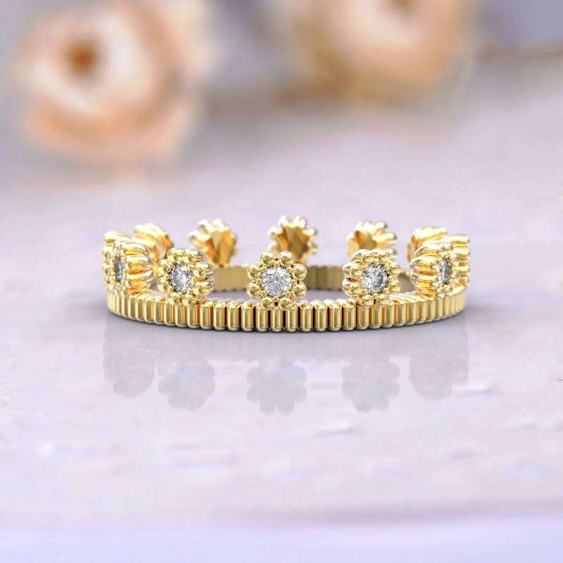 Eheringe Frauen Voll Eternity Ring Jubiläum Geschenk Art Deco Brautschmuck 14K Gelbgold Diamant Stapelbar Einzigartige Dünne von GioielliRings