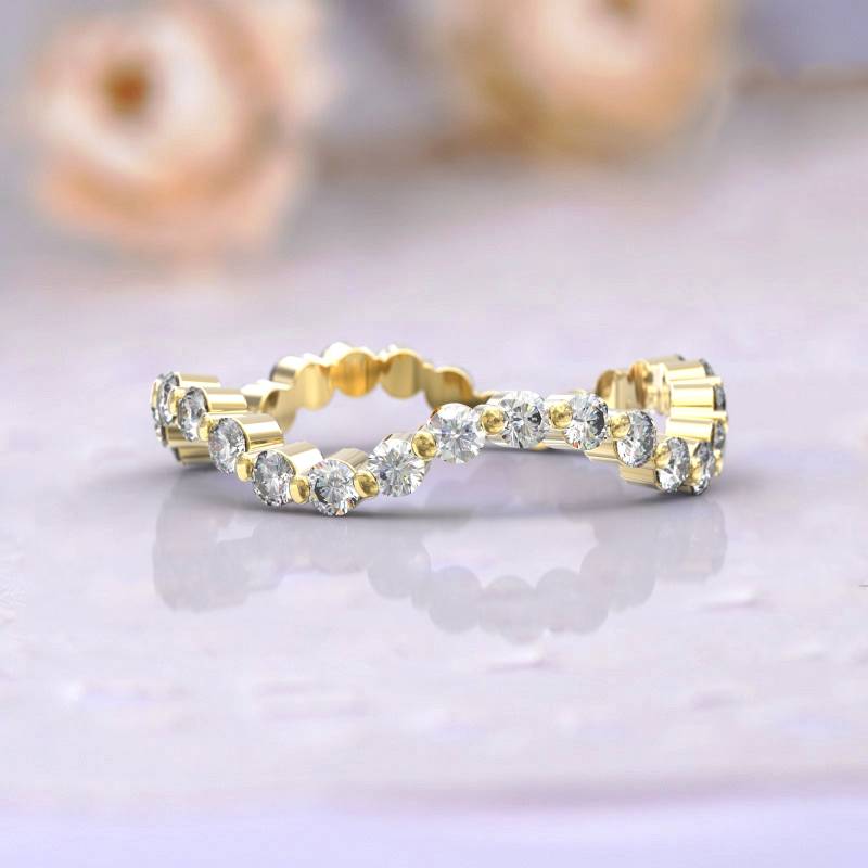 Eheringe Frauen Voll Eternity Ring Jubiläum Geschenk Art Deco Brautschmuck 14K Gelbgold Diamant Stapelbar Einzigartige Dünne von GioielliRings
