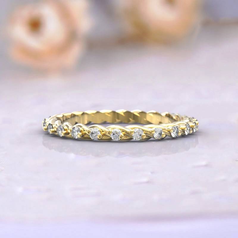 Eheringe Frauen Voll Eternity Ring Jubiläum Geschenk Art Deco Brautschmuck 14K Gelbgold Diamant Stapelbar Einzigartige Dünne von GioielliRings