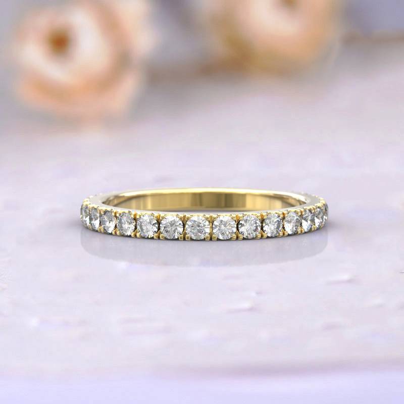 Eheringe Frauen Voll Eternity Ring Jubiläum Geschenk Art Deco Brautschmuck 14K Gelbgold Diamant Stapelbar Einzigartige Dünne von GioielliRings