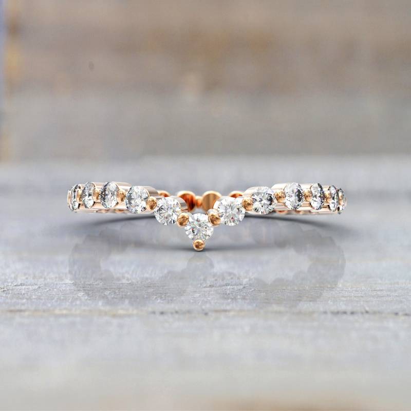 Eleganter 14K Rose Gold Diamant Voller Eternity Ehering | Art Deco Brautschmuck Einzigartiger Dünner Stapelbarer Ring Jubiläumsgeschenk von GioielliRings