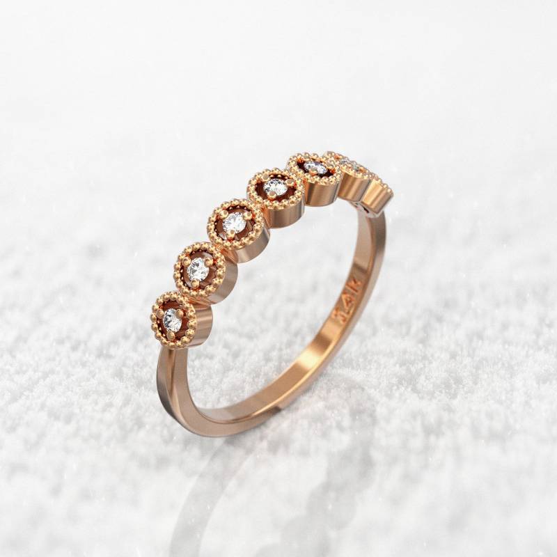 Eleganter 14K Rosegold Diamant Ehering | Halb Eternity Cluster Ring Einzigartige Gioiellirings Design Kostenloser Versand Erhältlich In von GioielliRings