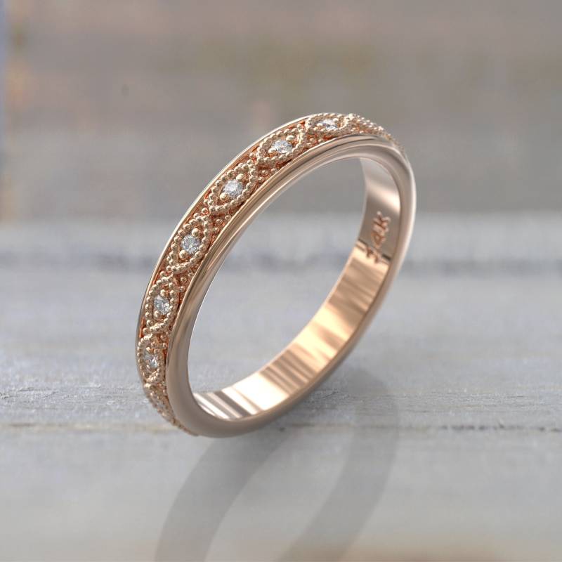 Eleganter 14K Rosegold Diamant Eternity Ring Für Frauen | Kostenloser Versand & Geschenkbox Personalisierbar in Goldfarbe von GioielliRings