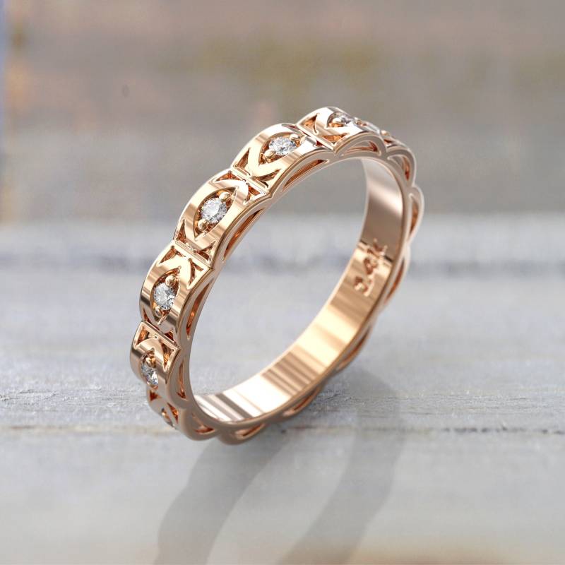 Eleganter Bogen Ehering Mit Marquise Diamant Eternity Ring in 14K/ 18K Gold - Kostenloser Versand & Gift-Ready Box von GioielliRings