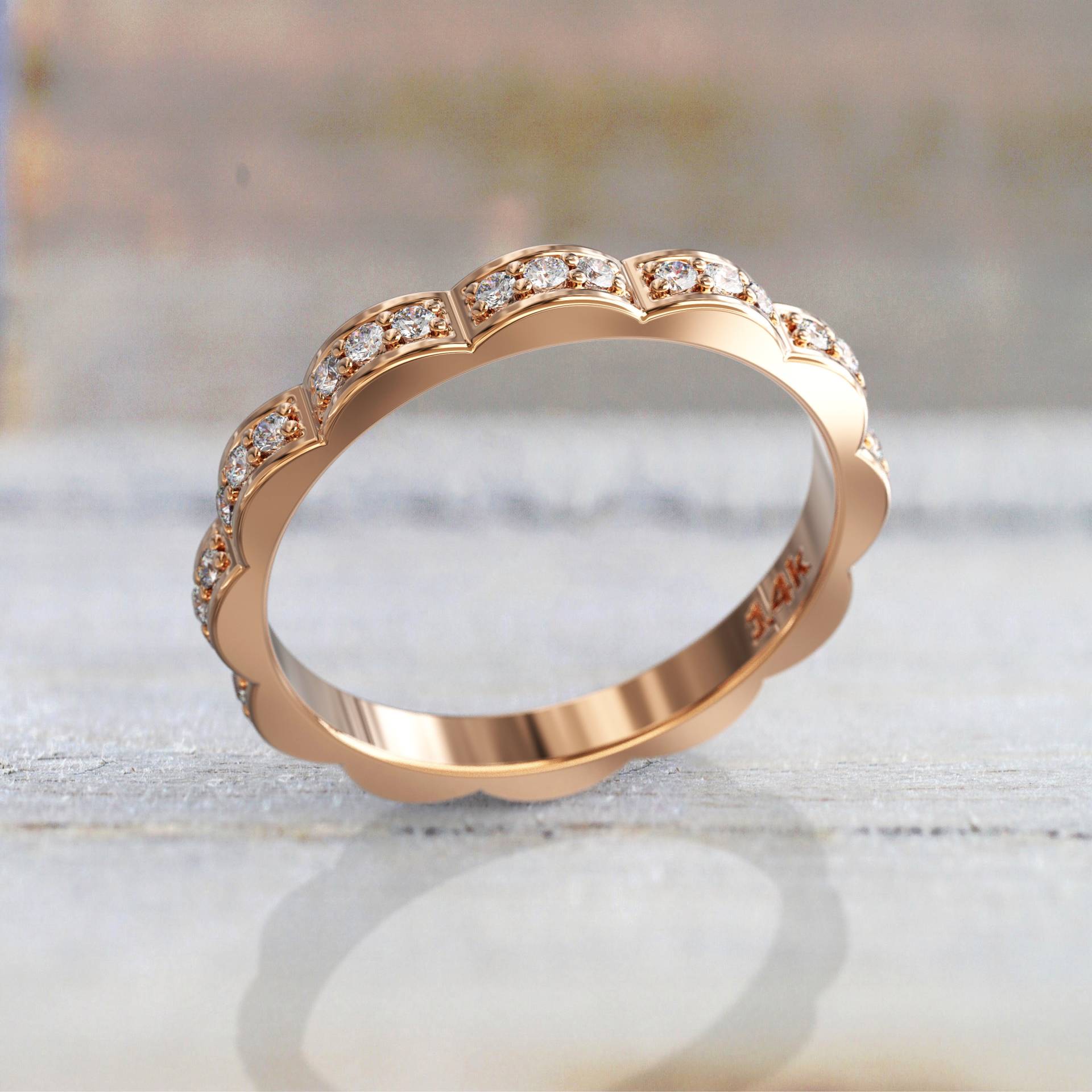 Eleganter Pave Diamond Eternity Ring in 585Er Roségold Mit Kostenlosem Versand - Perfekt Für Heiratsantrag Oder Als Geschenk, Mehrfachem Gold von GioielliRings