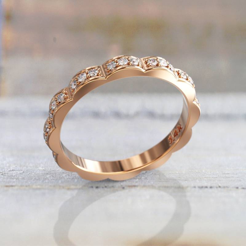 Eleganter Pave Diamond Eternity Ring in 585Er Roségold Mit Kostenlosem Versand - Perfekt Für Heiratsantrag Oder Als Geschenk, Mehrfachem Gold von GioielliRings