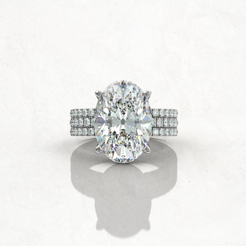 Ovale Moissanit Verlobungsring Set 5.5 Karat Halb Eternity Diamant Ring & 2 Stacking Eheringe 1.5 Mm von GioielliRings