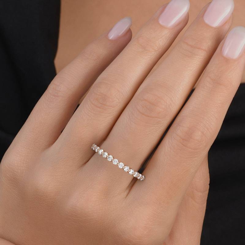 Rose Gold Diamant Eternity Ehering | Art Deco Brautschmuck Stapelbarer Einzigartiger Dünner Ring Jubiläumsgeschenk 14K von GioielliRings