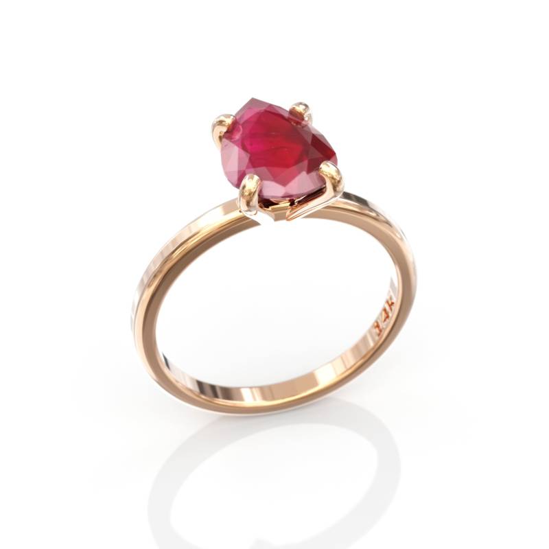Rubin Ring Rosegold Teardrop Roter Edelstein Verlobungsring Solitaire 4 Prong Birthstone Juli Versprechen von GioielliRings